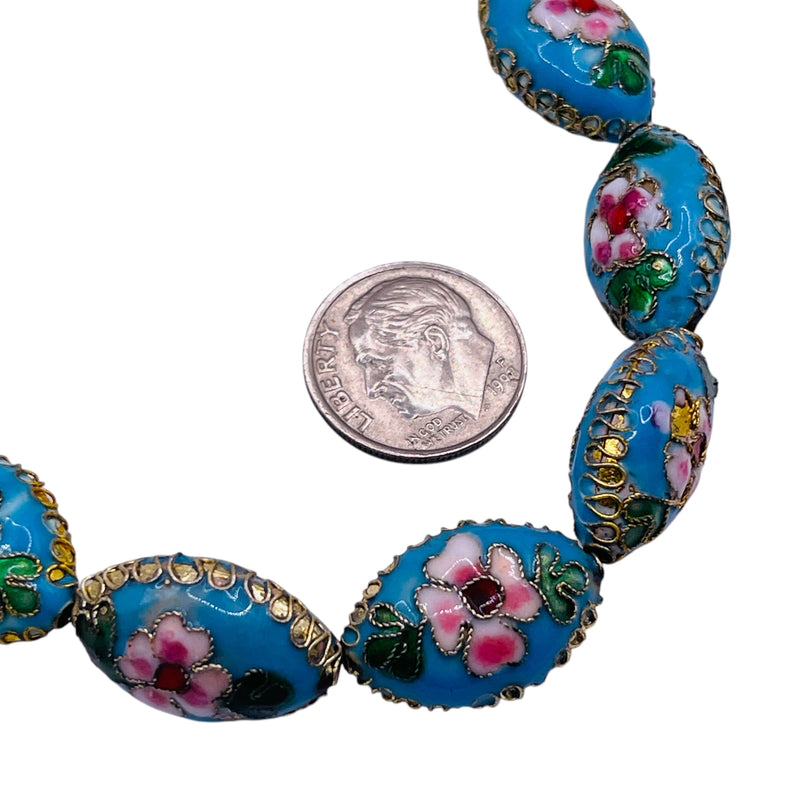 18x12mm Oval Cloisonne Blue