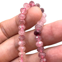 6x4mm Roundel Cut Strawberry Quartz