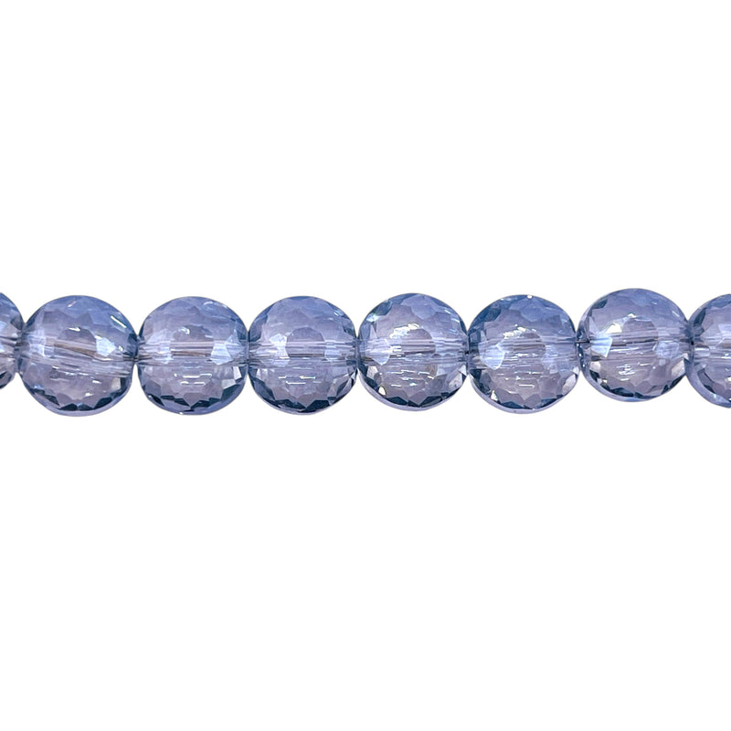 8mm Coin Glass Crystal Grey Blue