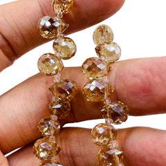 10x8mm Teardrop Glass Crystal Gold Champagne