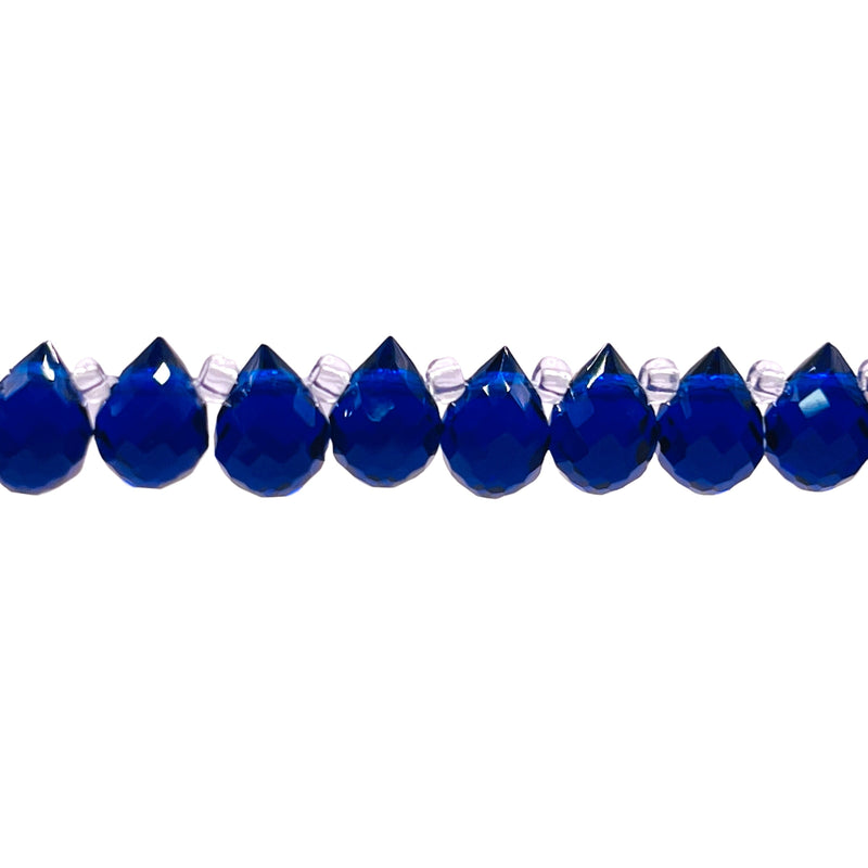 8x6mm Teardrop Glass Crystal Dark Sapphire