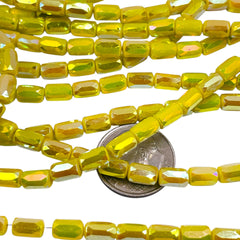 6x4mm Cylinder Glass Crystal Banana Jade Super AB