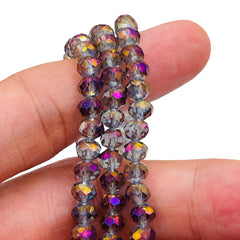 6mm Thunder Polish Glass Crystal Roundel Cut Magic Purple