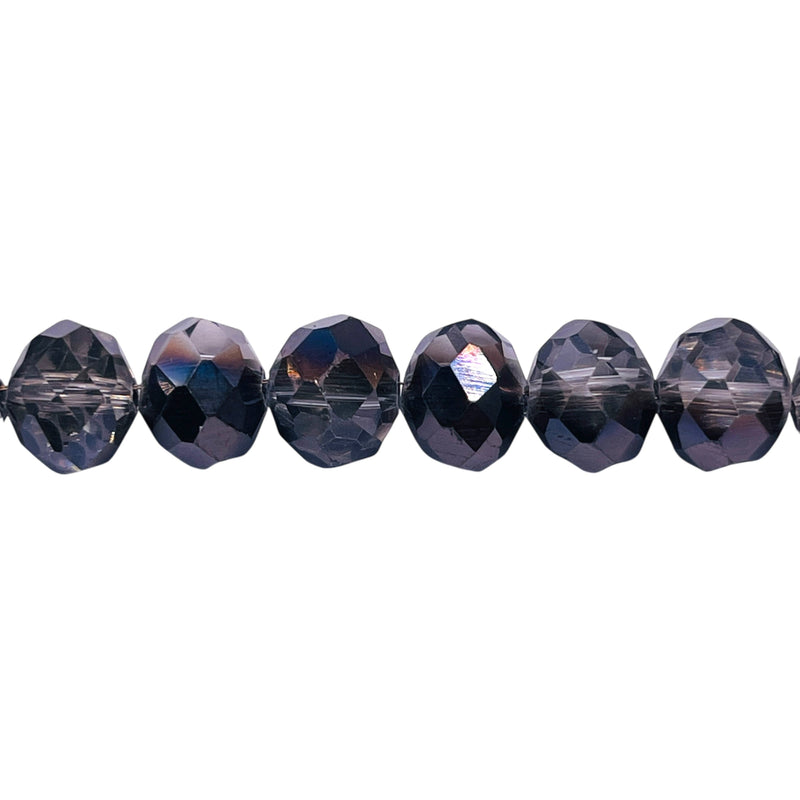 10mm Thunder Polish Glass Crystal Roundel Cut Half Hematite