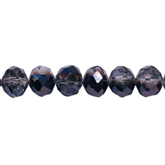 10mm Thunder Polish Glass Crystal Roundel Cut Half Hematite