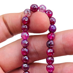8mm Round Cut Agate Fuscia Shine