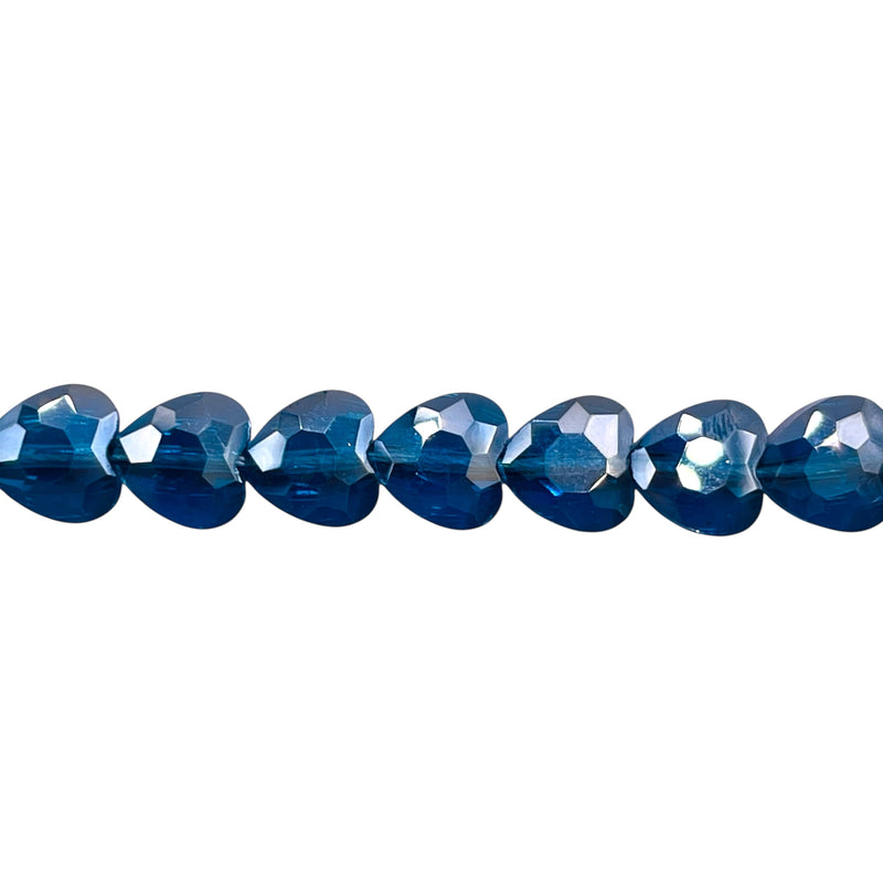 8mm Heart Glass Crystal Blue Zircon