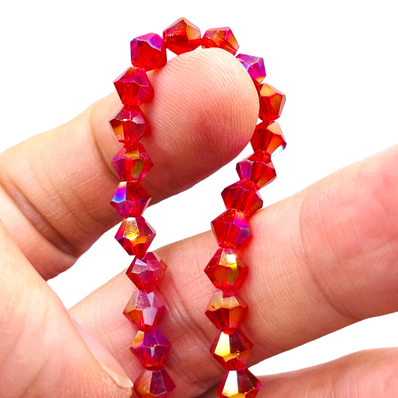 6mm Thunder Polish Glass Crystal Bicone Red AB