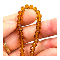 6mm Thunder Polish Glass Crystal Roundel Cut Med. Smoked Topaz
