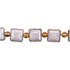 13mm Square Gold Edge Iced Jade