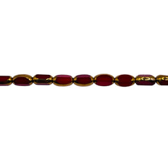 6x3mm Oval Glass Crystal Gold Edge Med. Siam