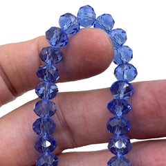 8mm Thunder Polish Glass Crystal Roundel Cut Lt. Sapphire