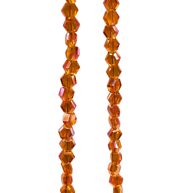 4mm Hexagon Glass Crystal Magic Orange