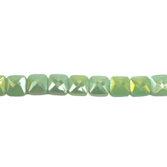 6mm Square Glass Crystal Green Jade MG