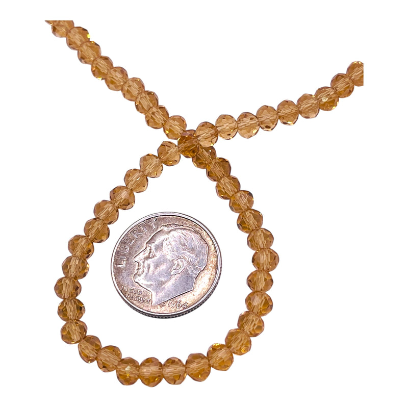 4mm Thunder Polish Glass Crystal Roundel Cut Gold Champagne