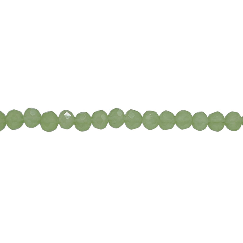4mm Thunder Polish Glass Crystal Roundel Cut Green Jade