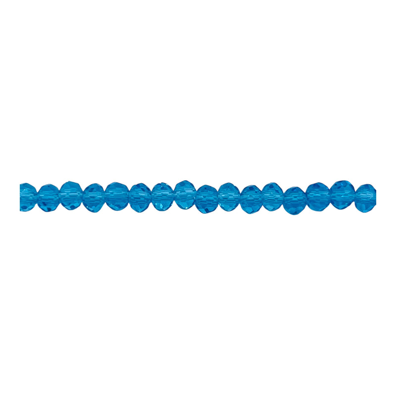 4mm Thunder Polish Glass Crystal Roundel Cut Med Aquamarine