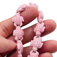 18x15mm Turtle Ceramic Handmade Pink