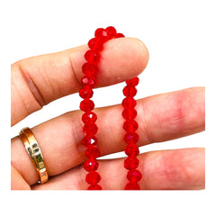 6mm Thunder Polish Glass Crystal Roundel Cut Red