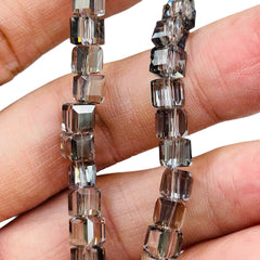6mm Cube Glass Crystal Silver Gray