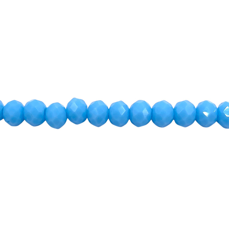 6mm Thunder Polish Glass Crystal Roundel Cut Sky Blue