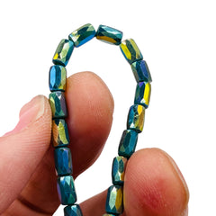 6x4mm Cylinder Glass Crystal Dk. Green Jade Super AB