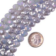 8mm Heart Glass Crystal White Jade AB