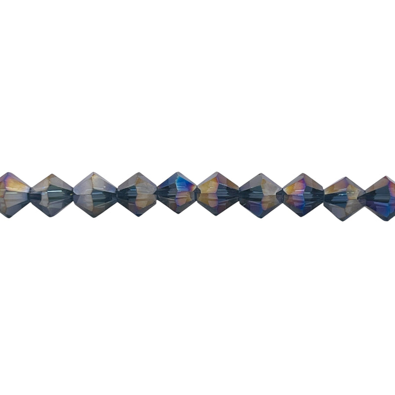 6mm Thunder Polish Glass Crystal Bicone Mexican Blue AB