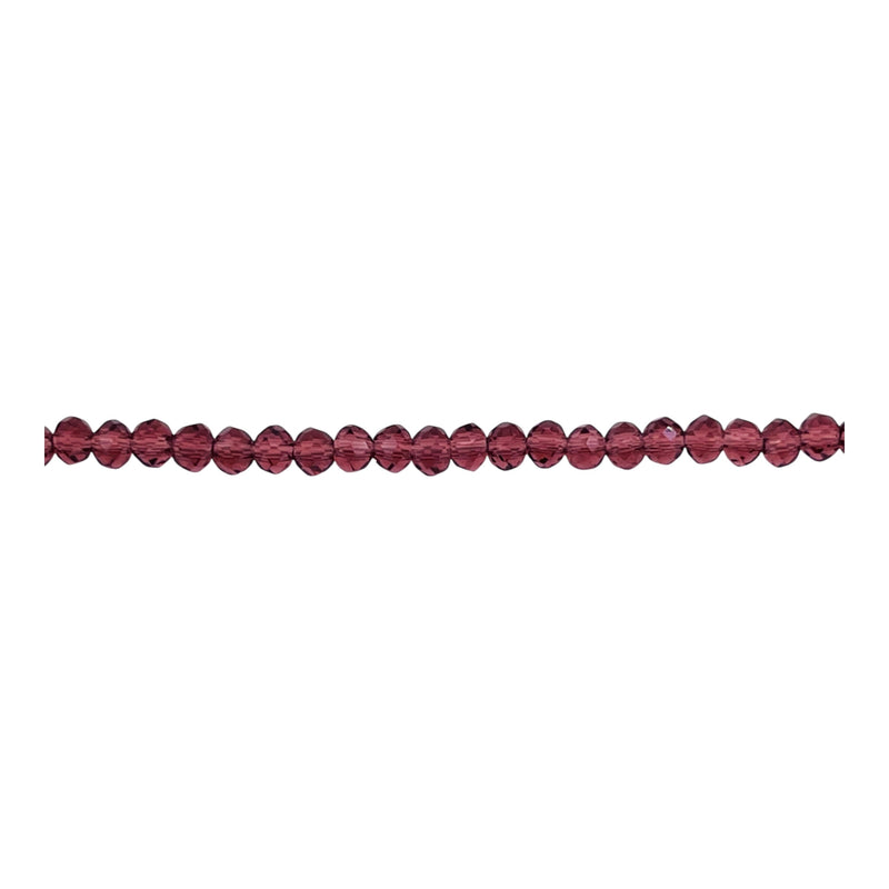 3mm Thunder Polish Glass Crystal Roundel Cut Med. Amethyst