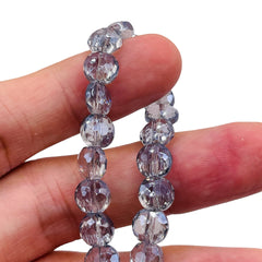 8mm Coin Glass Crystal Grey Blue