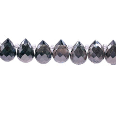 10x8mm Teardrop Glass Crystal Half Silver