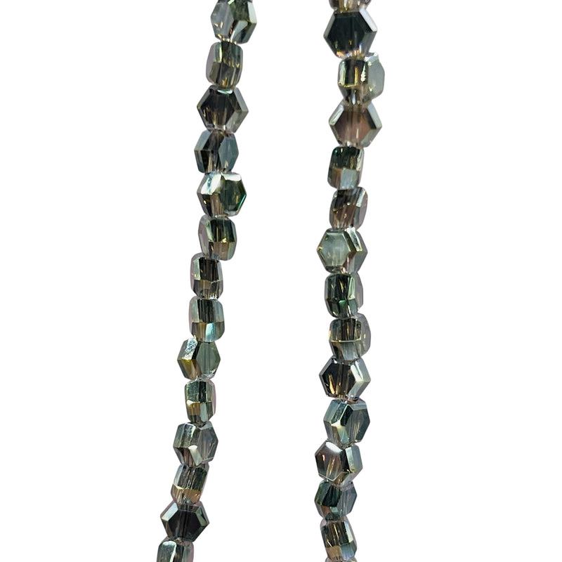 4mm Hexagon Glass Crystal Magic Green