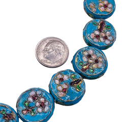 18mm Coin Cloisonne Blue