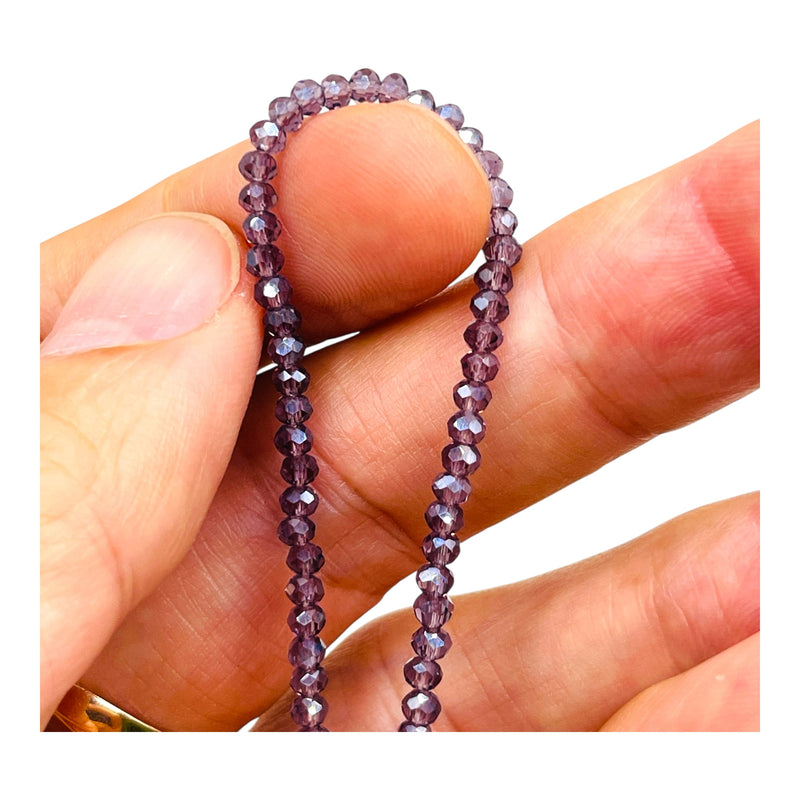 3mm Thunder Polish Glass Crystal Roundel Cut Violet AB