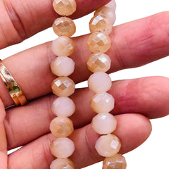 10mm Thunder Polish Glass Crystal Roundel Cut Half Beige Jade