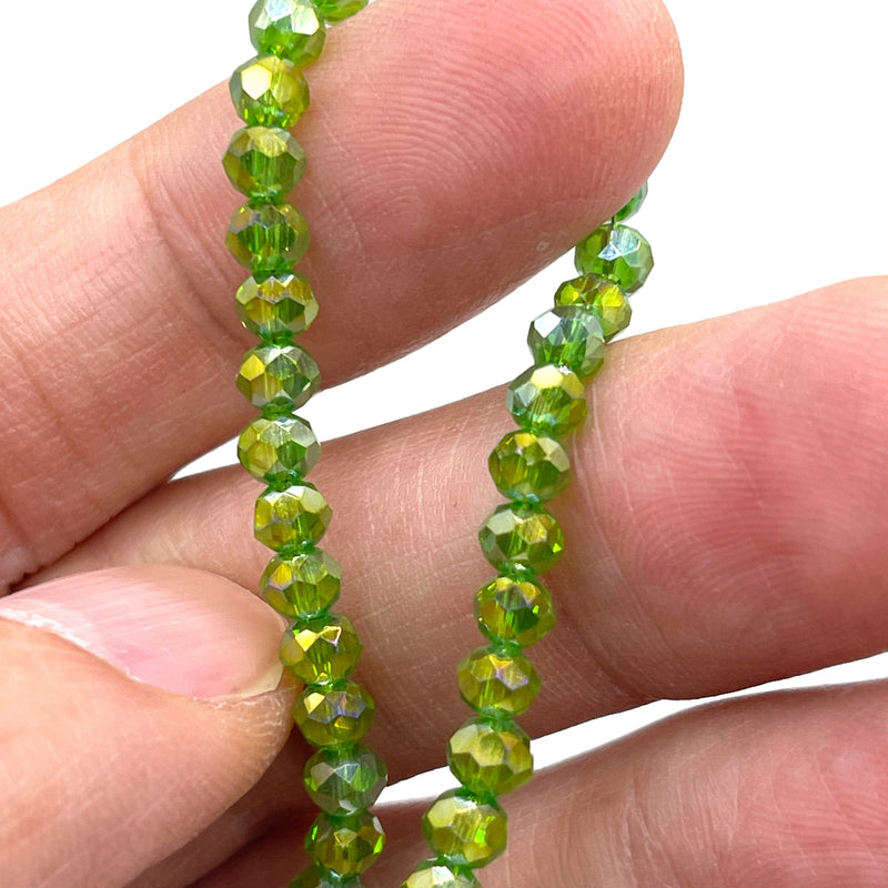 4mm Thunder Polish Glass Crystal Roundel Chrysolite Super AB