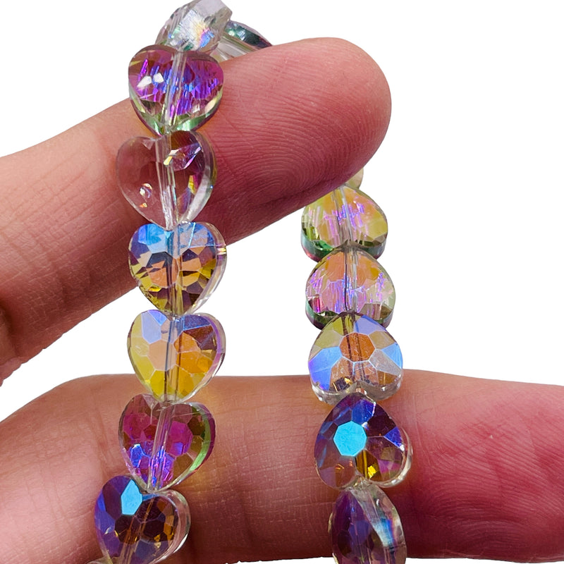 10mm Heart Glass Crystal Magic Purple