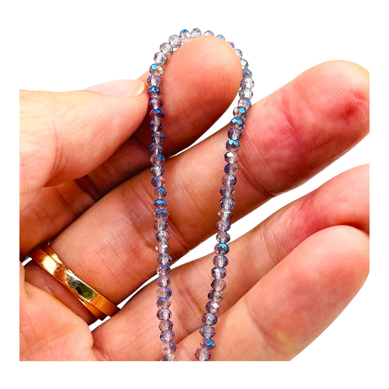 3mm Thunder Polish Glass Crystal Roundel Cut Blue Magic