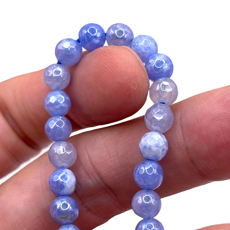 6mm Round Cut Agate Blue Shine