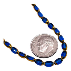 6x3mm Oval Glass Crystal Gold Edge Sapphire