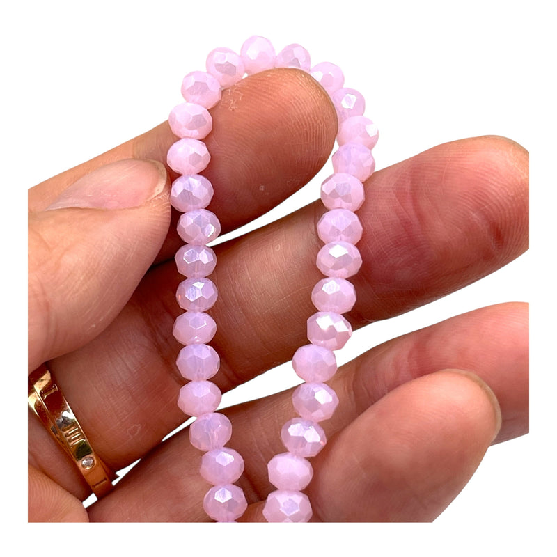 6mm Thunder Polish Glass Crystal Roundel Cut Rose Jade AB