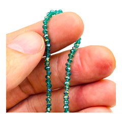 3mm Thunder Polish Glass Crystal Roundel Cut Green Zircon AB