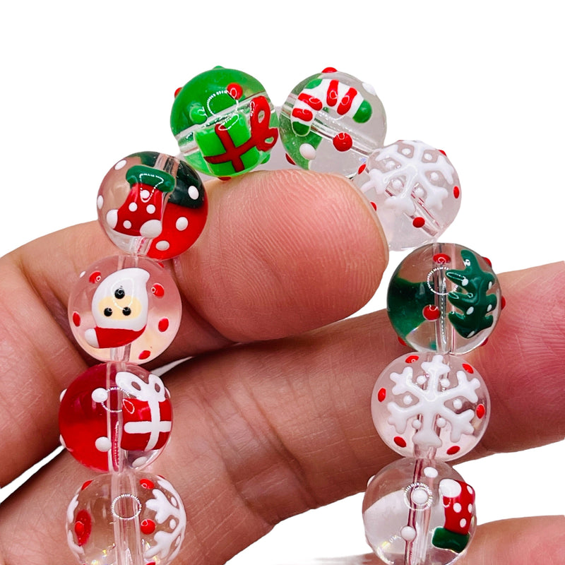 12mm Round Lampwork Glass Christmas Combo