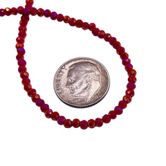 3mm Thunder Polish Glass Crystal Roundel Cut Lt Ruby Jade AB