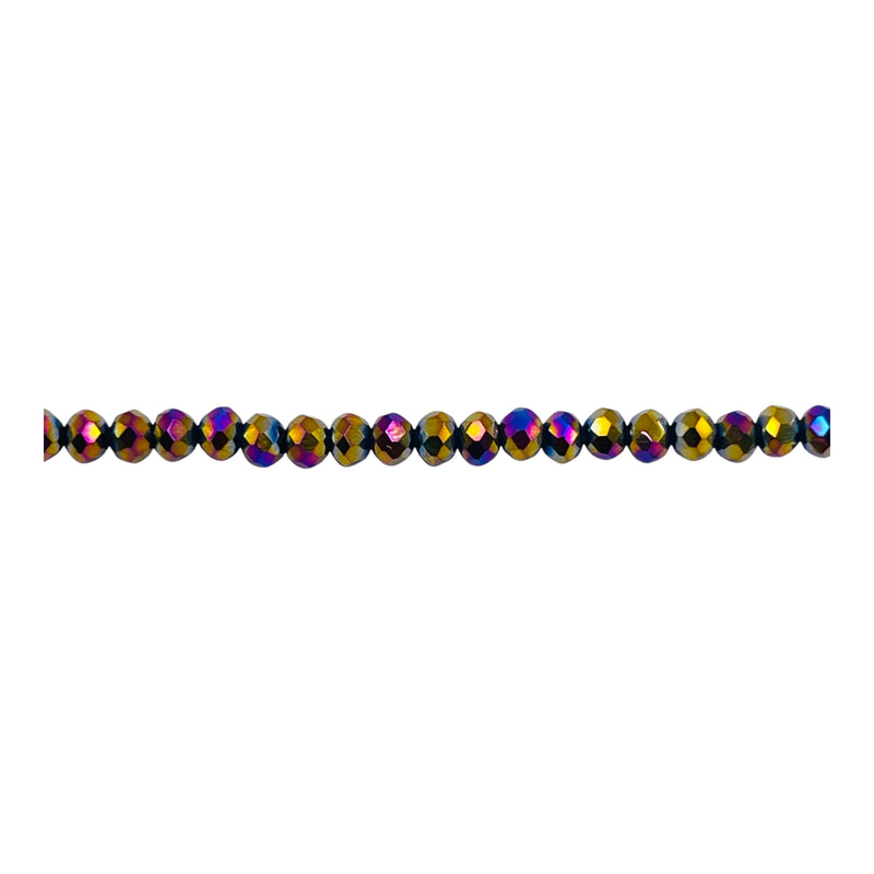 3mm Thunder Polish Glass Crystal Roundel Cut Rainbow Light