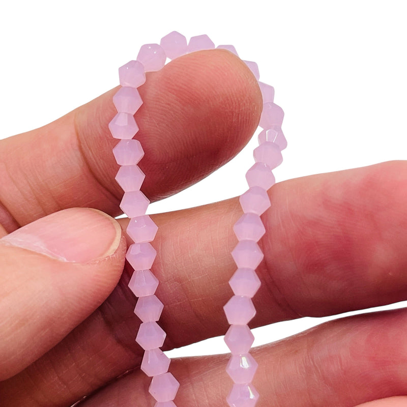 4mm Thunder Polish Glass Crystal Bicone Pink Jade