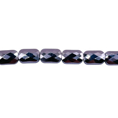 9x6mm Flat Rectangle Glass Crystal White Gold