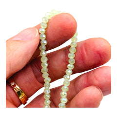 4mm Thunder Polish Glass Crystal Roundel Cut Green Jade AB