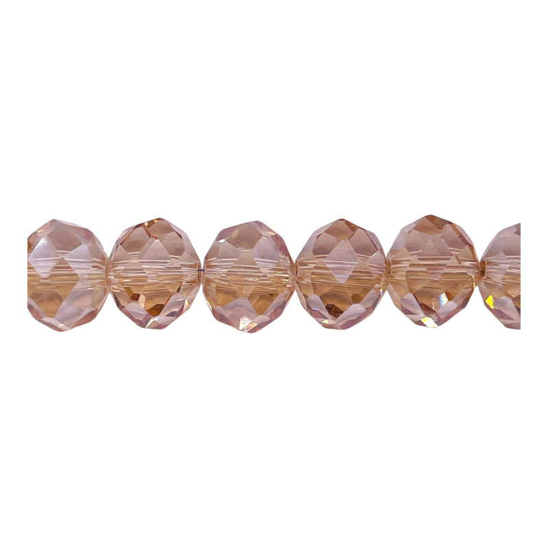 12mm Roundel Cut Glass Crystal Gold Champagne