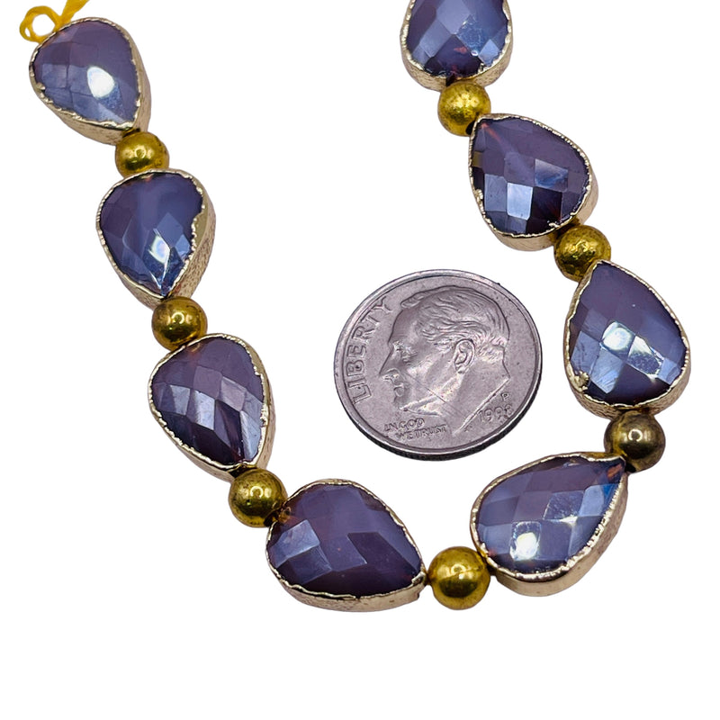 14x10mm Tear Drop Gold Edge Lavender Jade